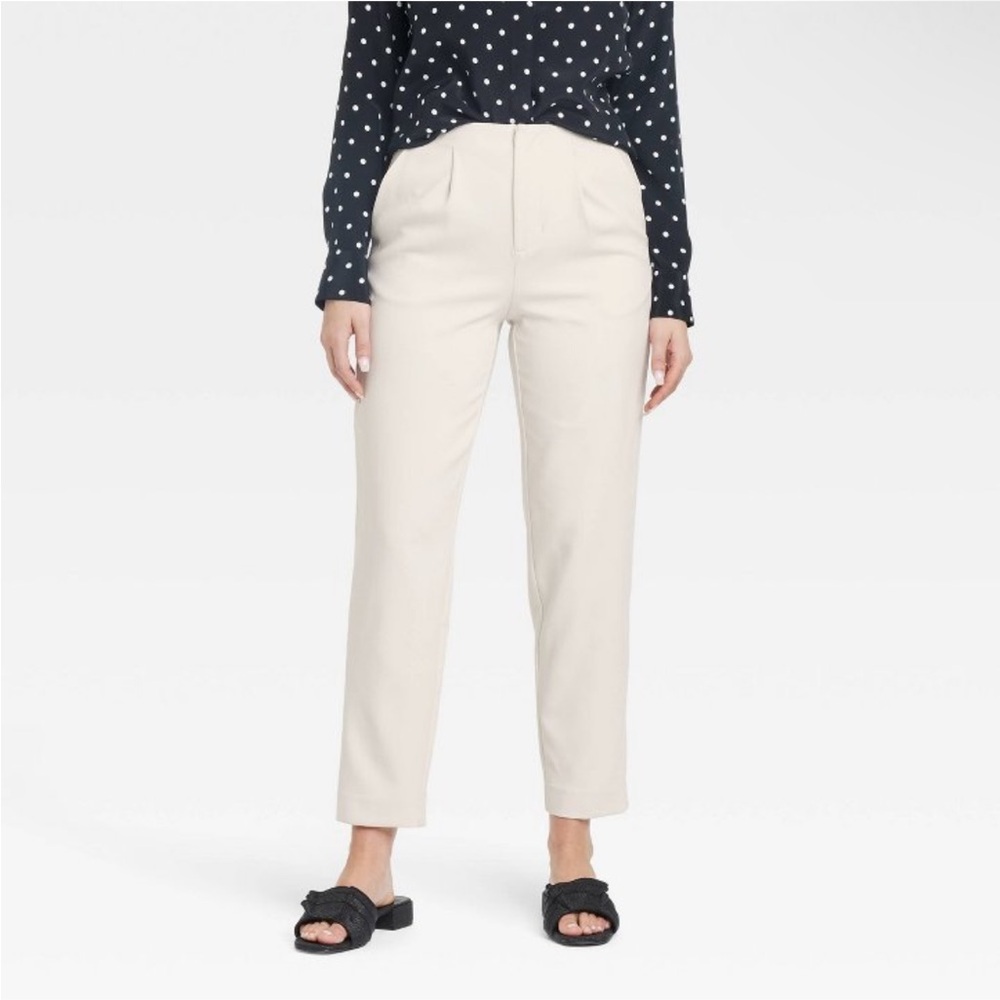 A New Day High-Rise Tailored Trousers Beige Ankle Stretch Women’s Size 12